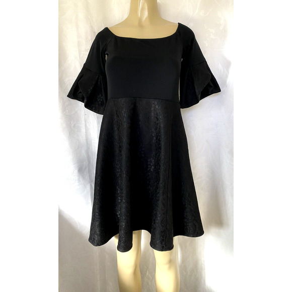 Anne Fontaine EVAELLE DRESS LACE OVER NEOPRENE Fit FLARE Boat Black 40 6… - Picture 2 of 8